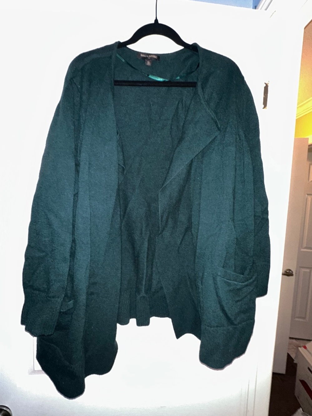 Banana Republic Turquoise Waterfall Cardigan XL Open Front Sweater Pockets Work